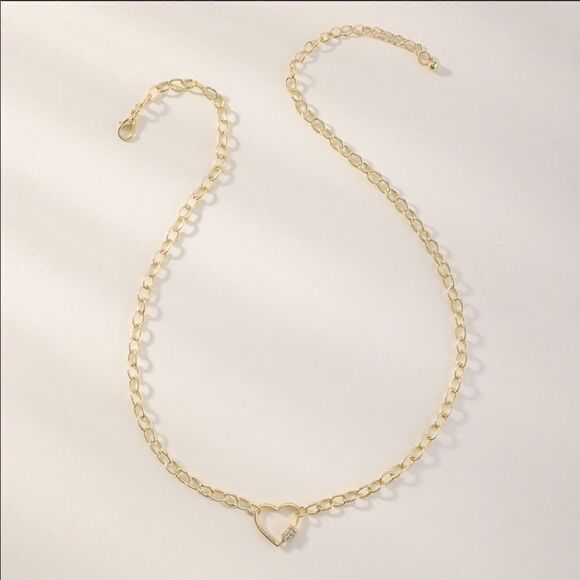 Necklace Heart Retro Zinc Alloy Rhinestone CHIC - Picture 5 of 8